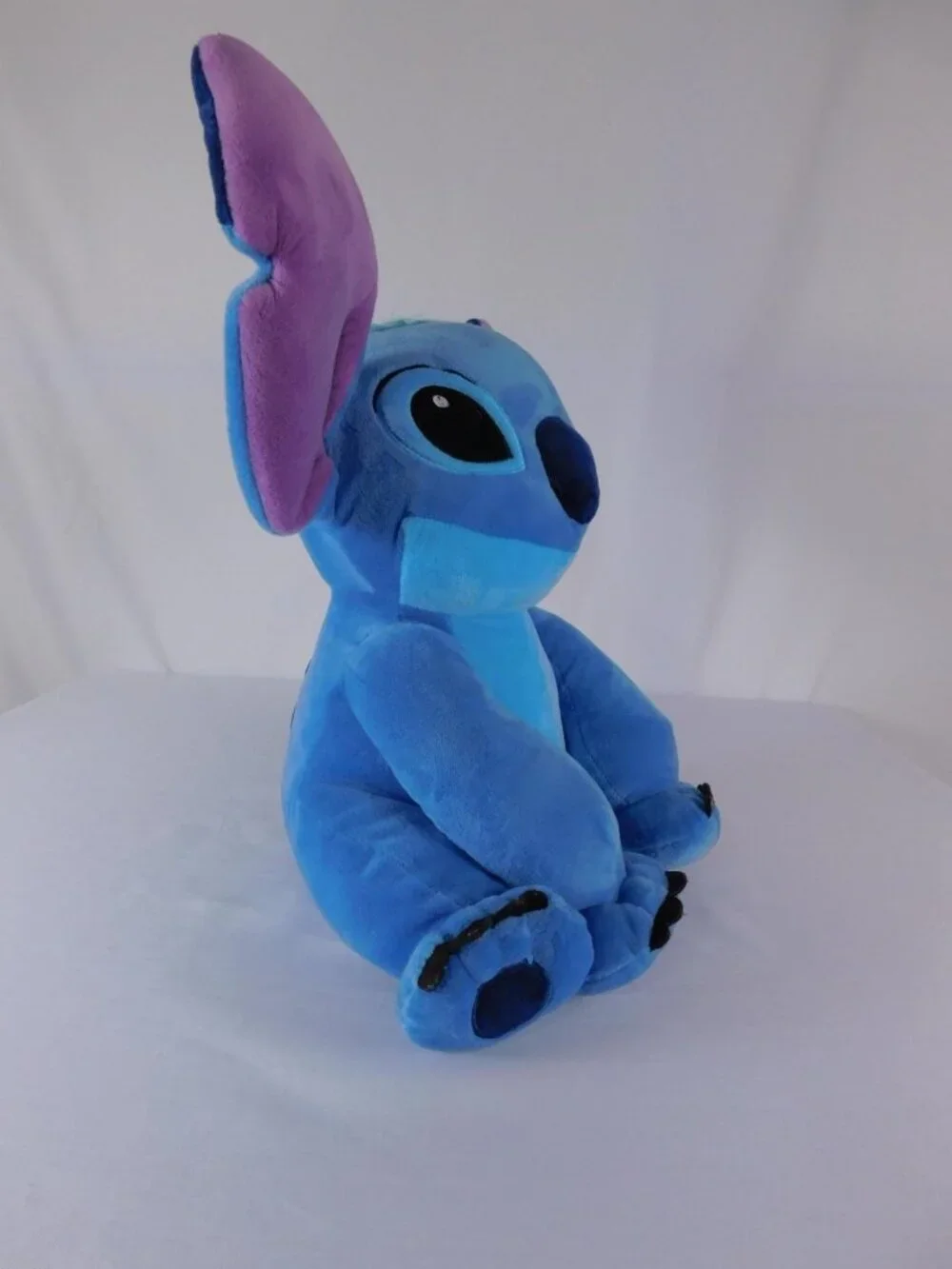 Disney Stitch Blue Plush Stuffed Toy Medium Purple Ears Sitting Jay Franco